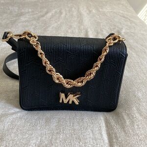 Michael Kors Black and Gold Crossbody with Textured Finish